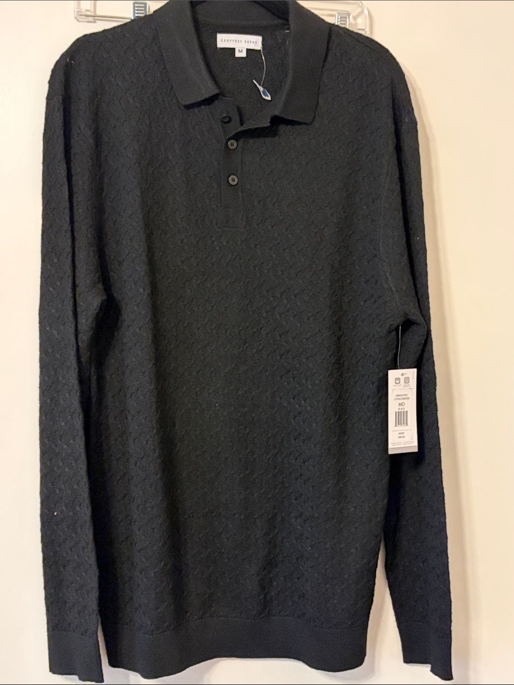 Geoffrey Beene Black Long-Sleeve Textured sweater
